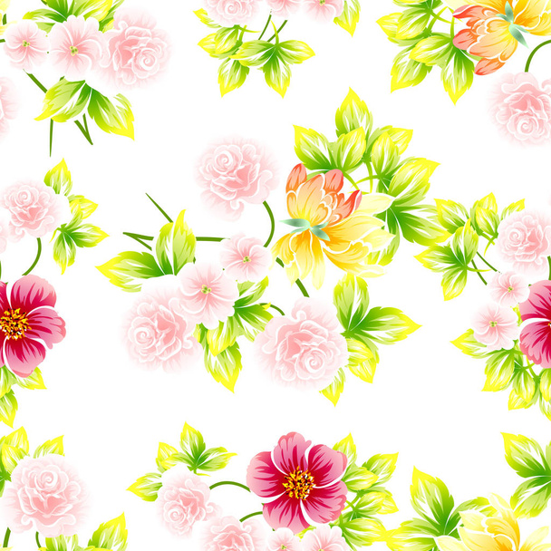 Seamless vintage style pattern of beautiful flowers - Vektor, Bild