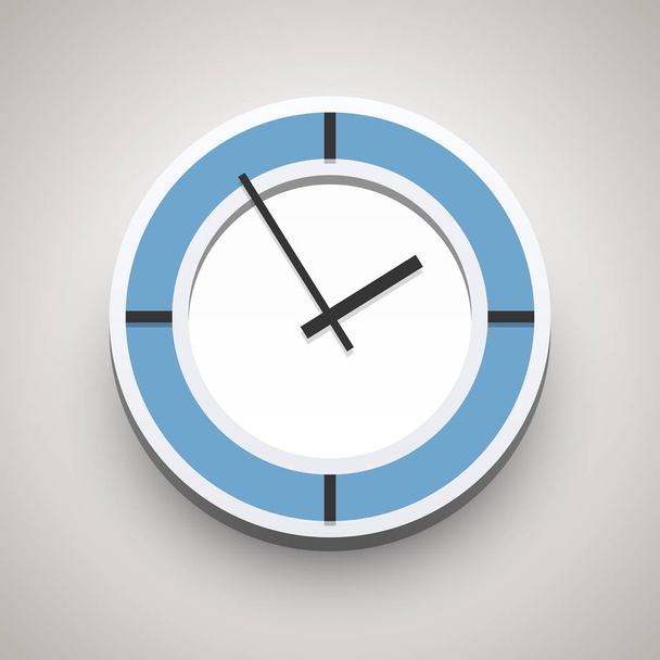 Klasické nástěnné hodiny ikona pro doma nebo v kanceláři s měkký stín, vektorové ilustrace - Vektor, obrázek