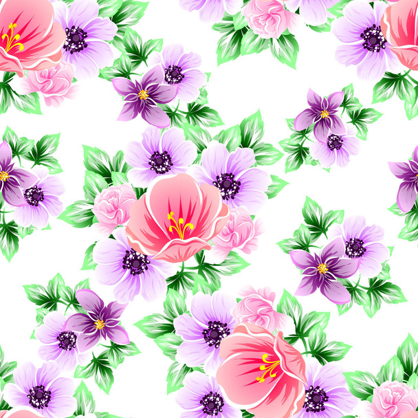 美しい花のシームレスなビンテージ スタイルのパターン - ベクター画像