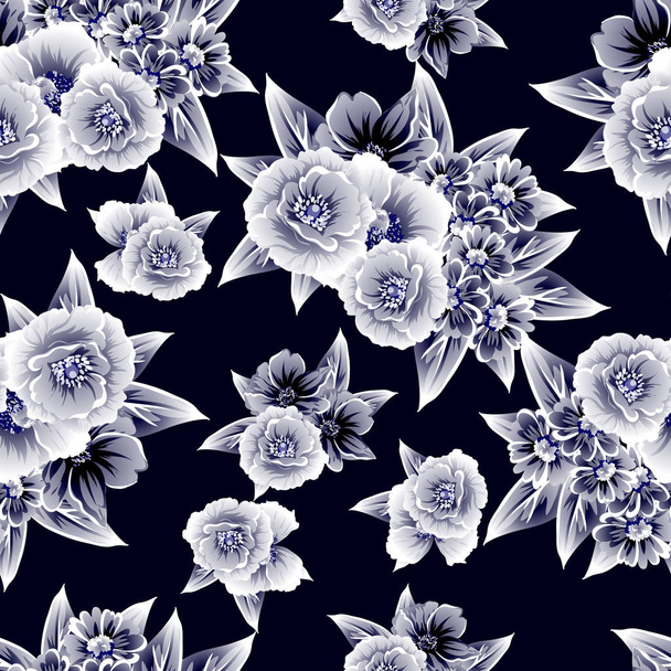 Seamless vintage style pattern of beautiful flowers - Vettoriali, immagini