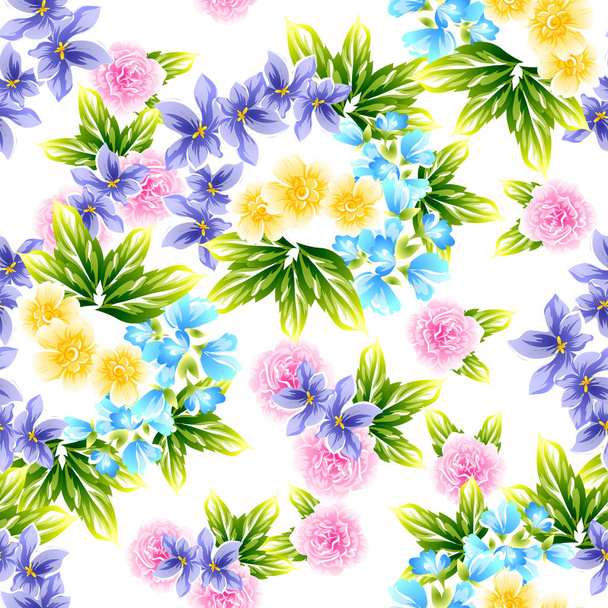 Seamless vintage style pattern of beautiful flowers - Вектор,изображение
