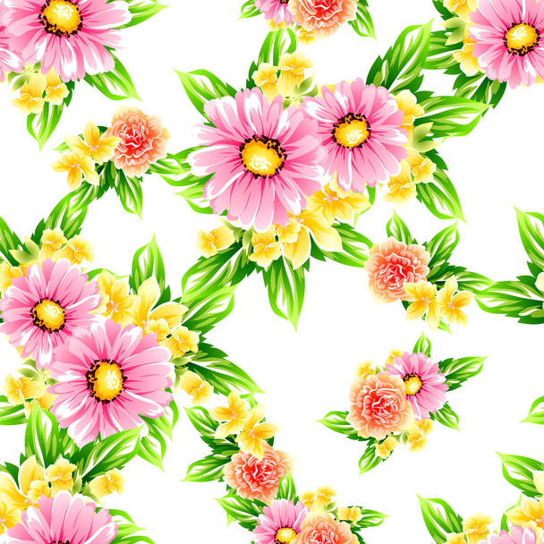 Seamless vintage style pattern of beautiful flowers - Διάνυσμα, εικόνα