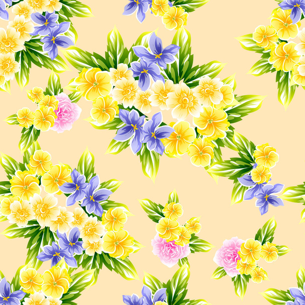 Seamless vintage style pattern of beautiful flowers - Vector, afbeelding
