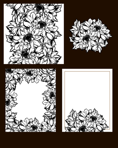 Vintage style flower wedding cards set. Floral elements and frames. - Vektor, obrázek