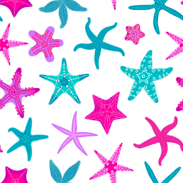 Estrellas de mar patrón sin costura. Fondos marinos y náuticos con estrellas de mar. Estrella de mar animal invertebrado submarino. Ilustración vectorial
 - Vector, imagen