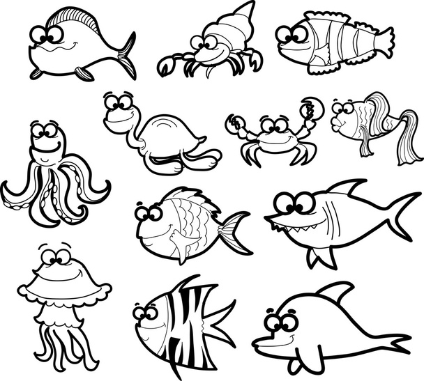 Big set of vector cartoon fishes - ベクター画像