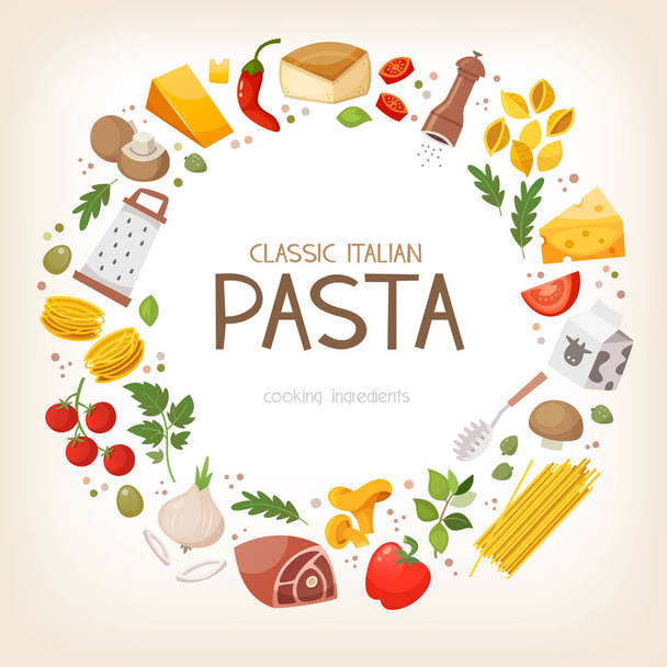 Italian pasta ingredients - Vector, Image