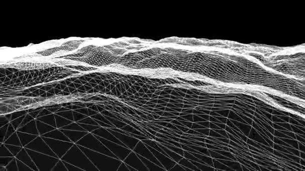 Retro siber kılavuz net poligonal tel kafes dağlık manzara sorunsuz döngü çizim hareket grafik animasyon arka plan yeni kalite vintage tarzı serin güzel güzel 4k video görüntüleri - Video, Çekim
