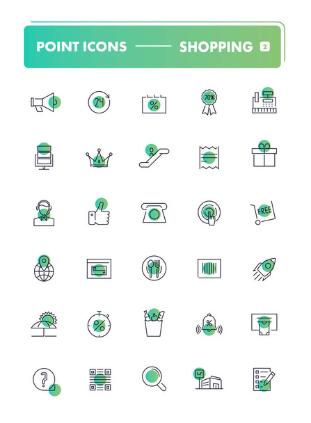 Set of 30 line icons. Shopping and retail - Vektör, Görsel