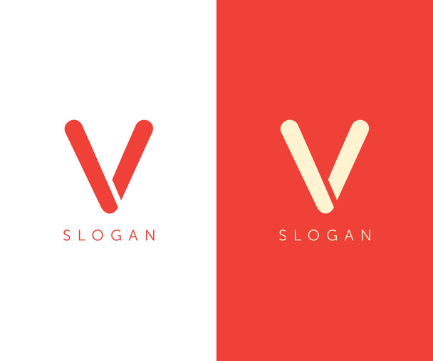 многоцветный логотип V, шаблон визитной карточки
 - Вектор,изображение