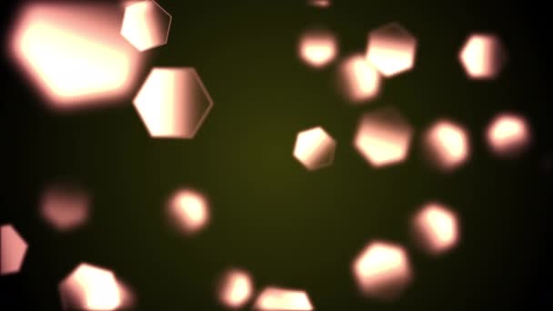 Abstract background with animation slow motion of delicate Dark Green Orange Hexagon bokeh lights. 4K - Filmagem, Vídeo