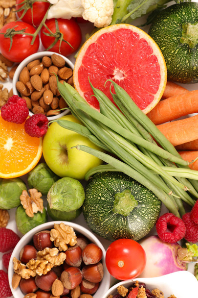 Top view of different fresh healthy food - Zdjęcie, obraz