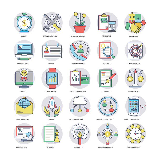 Business Flat Colored Icons  - Vector, Image