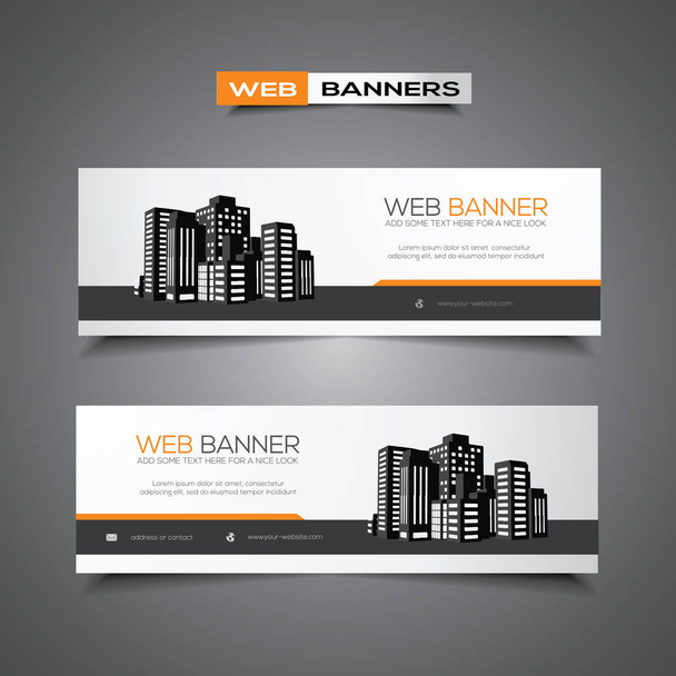 Banner or header for website or print use, abstract design with skyscrapers and catchy colors - Vector, Image