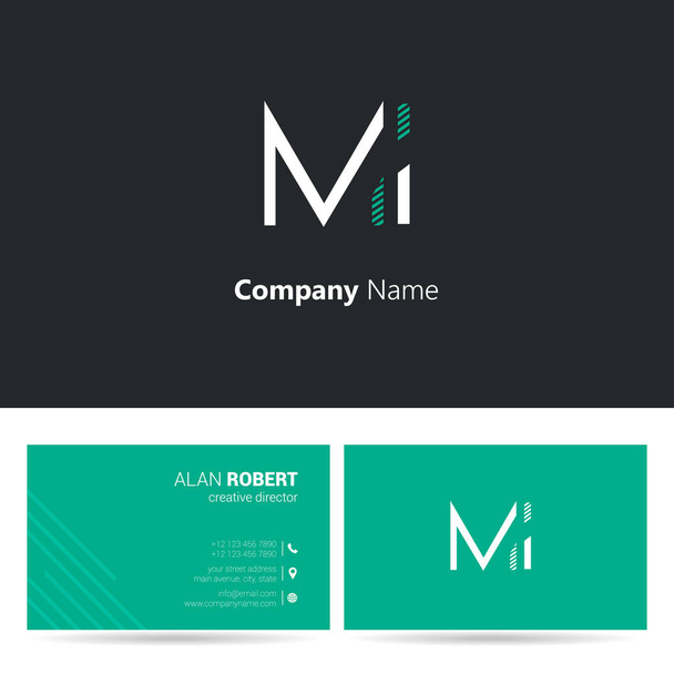 vícebarevné logo Mi, šablona vizitka - Vektor, obrázek