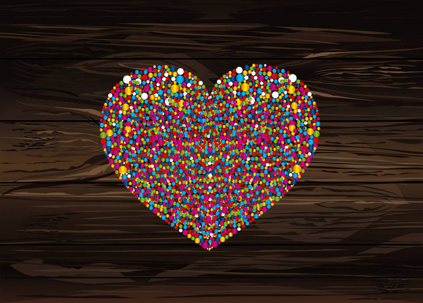 Multicolored rainbow confetti in the shape of a heart. Vector - Vecteur, image