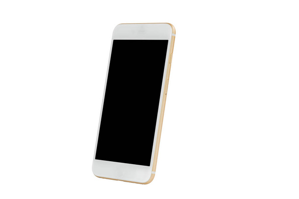 side view of gold mobile phone isolated on white background - Photo, Image