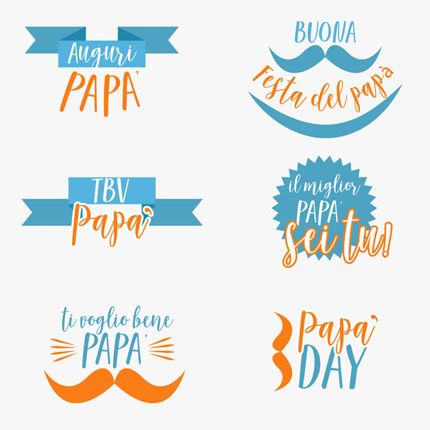 Happy father's day italian icon set, buona festa del papa' - Vector, Image