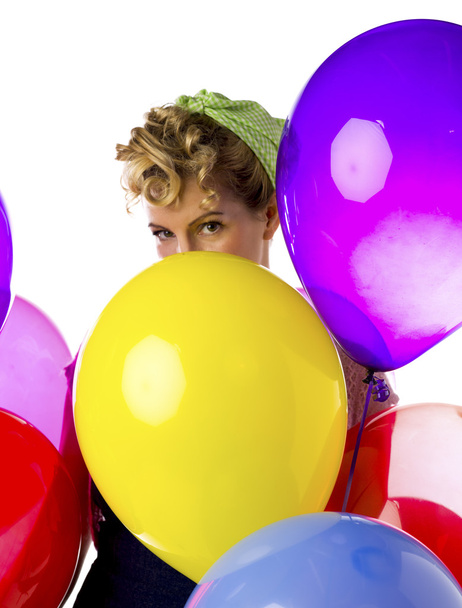 blonde woman with balloons - Photo, Image