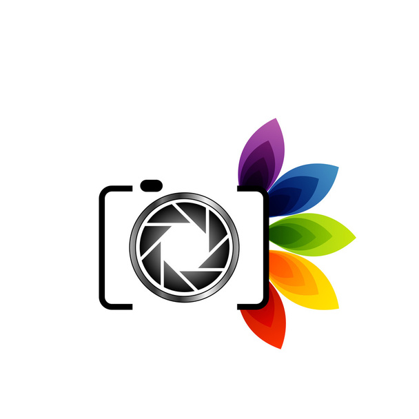 Fotografie-Logo mit bunten Blättern - Vektor, Bild