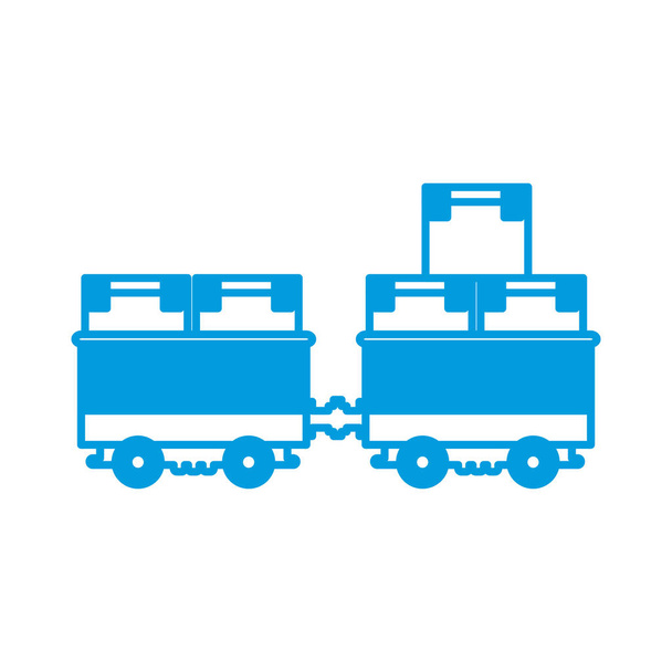 vracht trein met kartonnen dozen kant weergave container - Vector, afbeelding