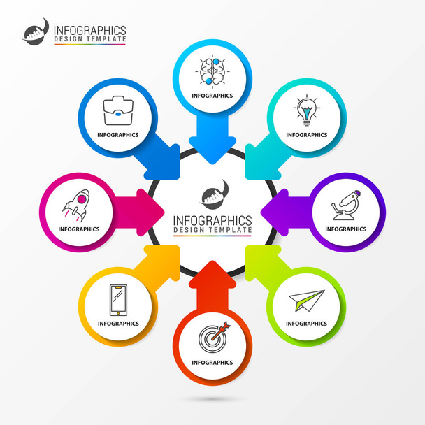 Infographic design template. Organization chart with 8 steps - Vector, imagen