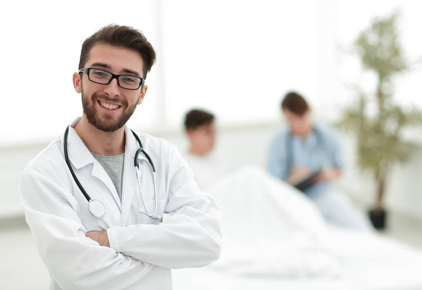 physician on the background of hospital ward. - Foto, Imagem