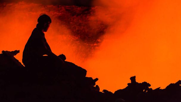 Erta Ale wulkan Danakilska Etiopia - Zdjęcie, obraz