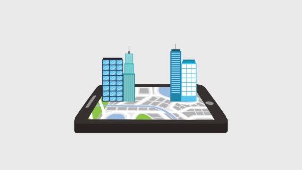 GPS móvil mapa puntero de navegación y la construcción de la ciudad 3d
 - Metraje, vídeo
