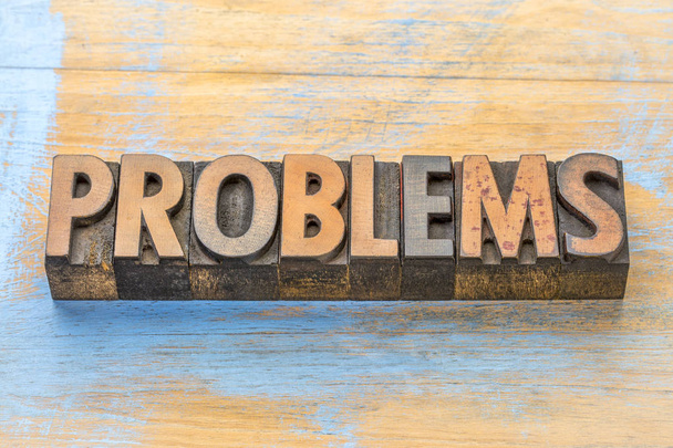 problems - word abstract in wood type - Foto, afbeelding