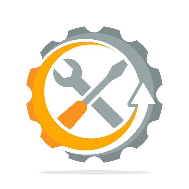 iconos del logotipo con el concepto de proceso mejorado para el mantenimiento, reparación, ajuste, servicio
 - Vector, imagen