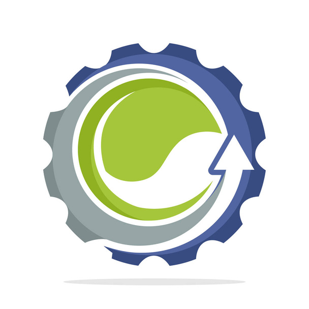 ikonické logo s koncepcí šetrné k životnímu prostředí průmyslu, eko šetrné zelené technologie - Vektor, obrázek