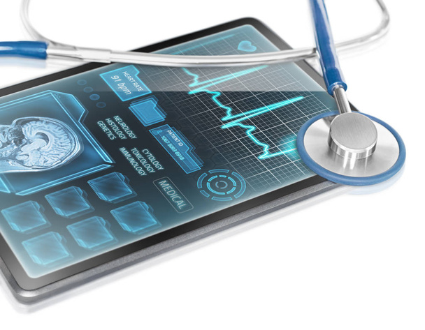 Tıbbi veri görüntüleyen ekranı ile modern tablet - Fotoğraf, Görsel