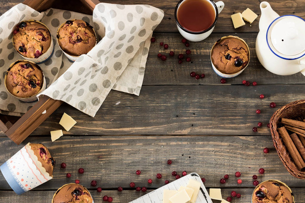 Áfonya és a fehér csokis Muffin - Fotó, kép