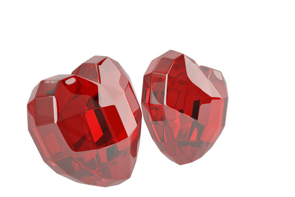 Два сердца рубина на белом фоне. 3D иллюстрация
. - Фото, изображение