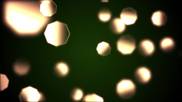 Αφηρημένα φόντο με κίνηση αργή κίνηση του λεπτό πράσινο πορτοκαλί οκτάγωνο bokeh φώτα. 4k - Πλάνα, βίντεο