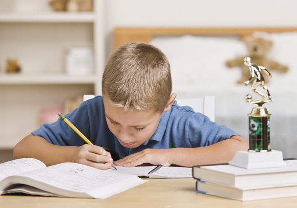Junge macht Hausaufgaben - Foto, Bild