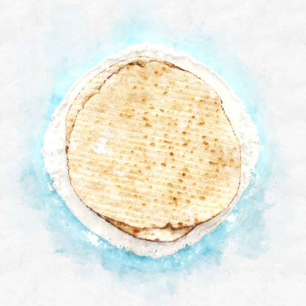 watercolor style and abstract image of passover background with matzoh - Foto, immagini