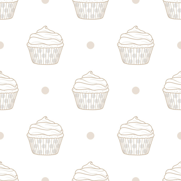 Cupcakes and dots random on white background. - Διάνυσμα, εικόνα