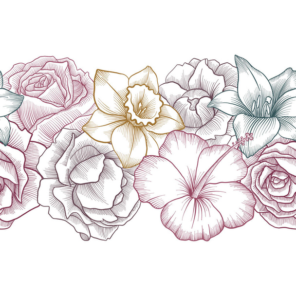 vintage vector floral seamless pattern - Vetor, Imagem