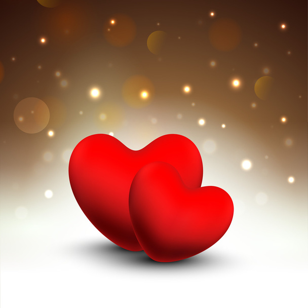 Valentines Day greeting card or gift card with two red hearts on - Vector, Image