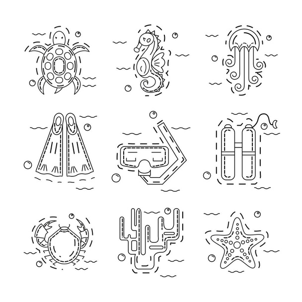 Elementos do ícone de mergulho
 - Vetor, Imagem