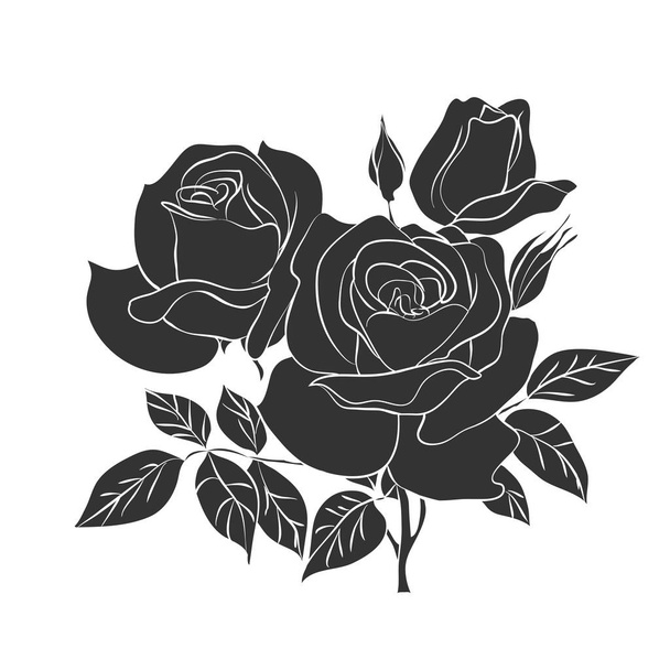 silhouette of rose - Vettoriali, immagini