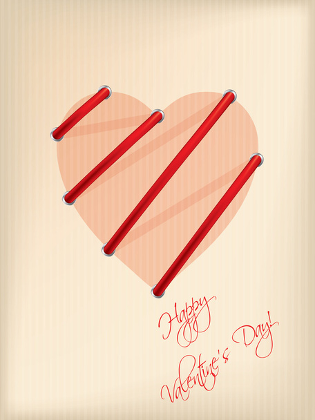 Striped Valentine day greeting card - Vector, Image