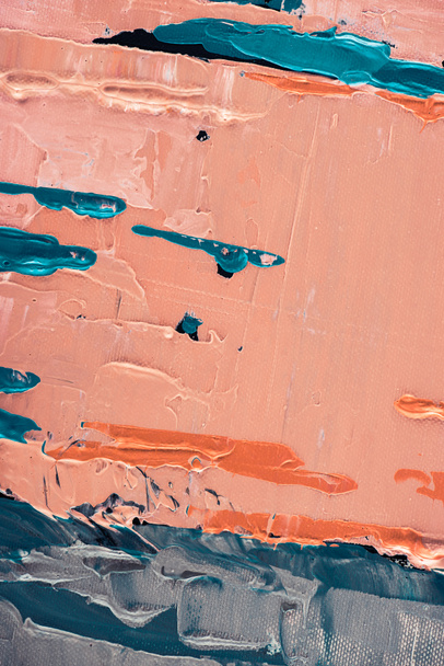 close up of abstract artistic texture with orange brush strokes - Foto, afbeelding