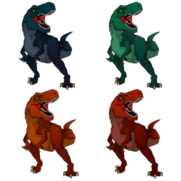 Izolované ilustrace kreslené tyranosaura - Vektor, obrázek
