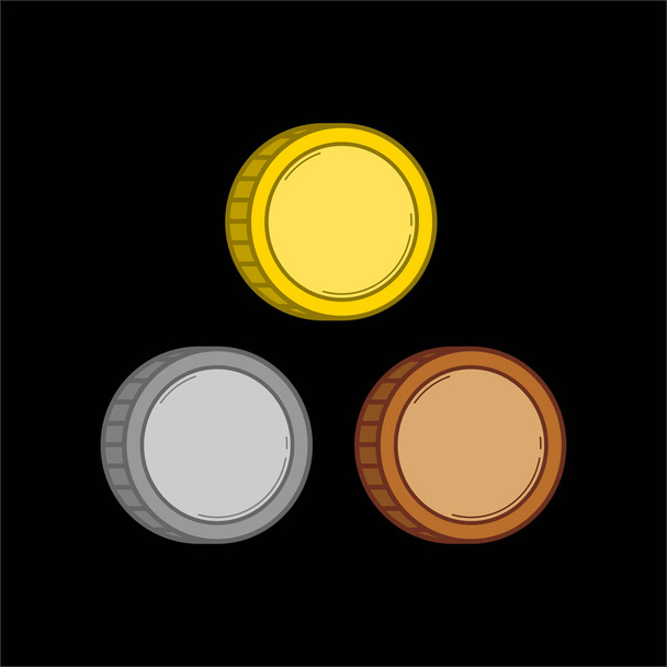 Drei Farbmünzen - Vektor, Bild