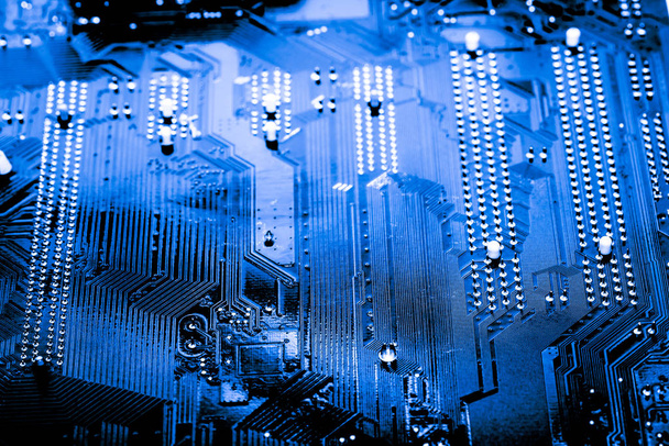 Abstract, close up van elektronische Mainboard achtergrond van de computer. (printplaat, cpu, Moederbord, Main board, systeemkaart, mobo) - Foto, afbeelding