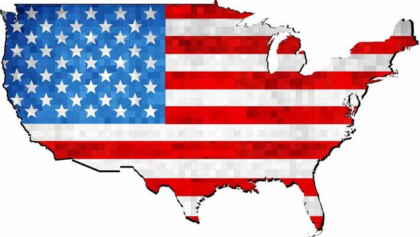 Grunge ΗΠΑ χάρτη με σημαία μέσα - απεικόνιση, χάρτη των ΗΠΑ διάνυσμα, αφηρημένο grunge μωσαϊκό σημαία των ΗΠΑ - Διάνυσμα, εικόνα