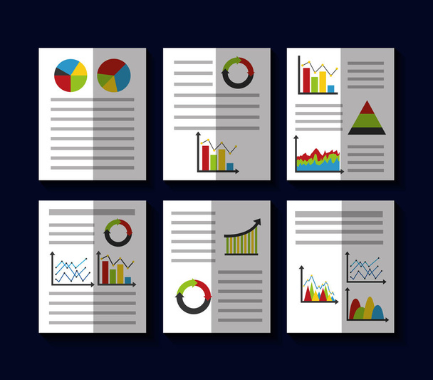 statisztikai adatok üzleti jelentés sablon stílus táblázatok és grafikonok - Vektor, kép